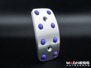 FIAT 500 Pedal Set + Footrest - Black Italy - Automatic - Aluminum w/ Blue Rubber Grips